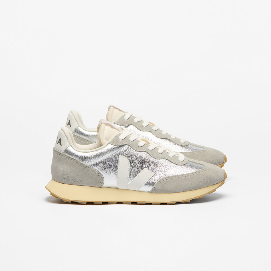 veja sneakers rio-branco-ii organic-leather silver ro2021923 Lateral view