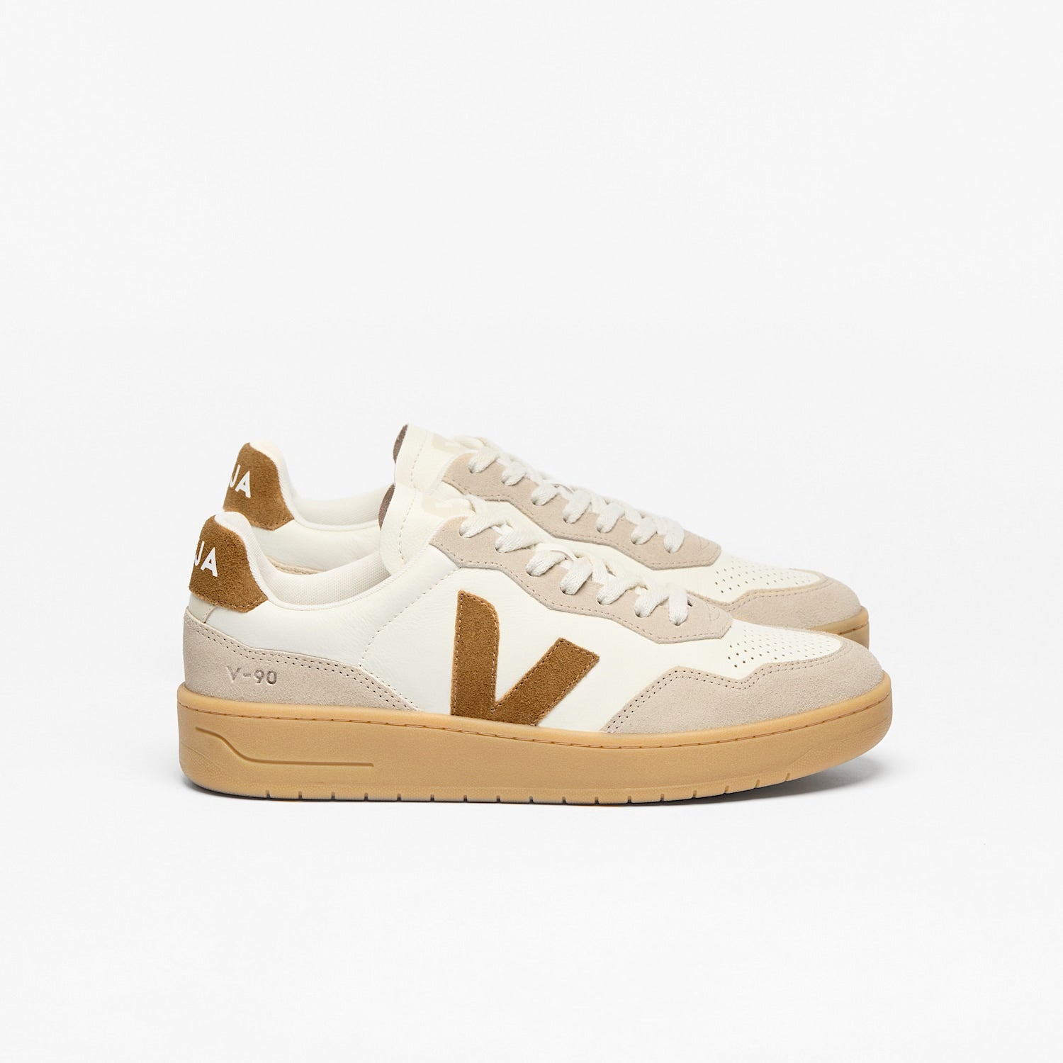 veja sneakers v-90 organic-leather beige vd2020915 Lateral view
