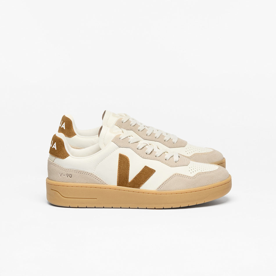 veja sneakers v-90 organic-leather beige vd2020915 Lateral view