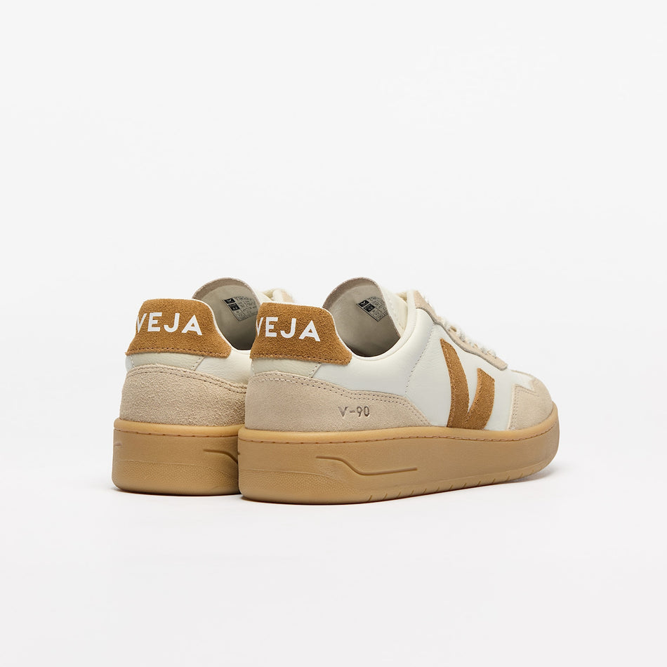 veja sneakers v-90 organic-leather beige vd2020915 Back view